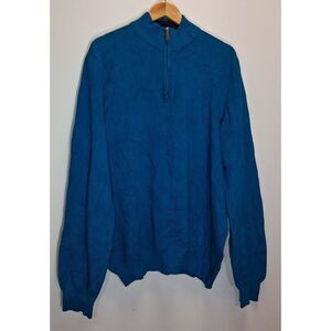 Club Room Mens Blue xlarge sweater Cotton 1/4 Zip Mock Neck longsleeve Pullover